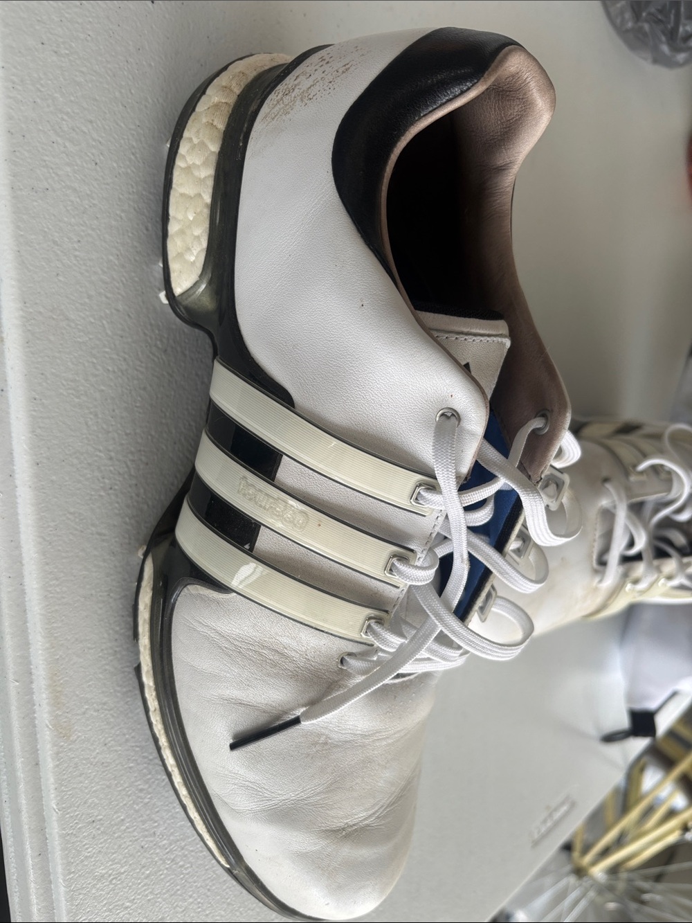 adidas White and Black Men's Golf Shoes